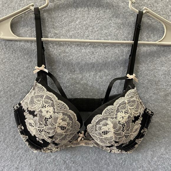 Victorias Secret Bra Dream Angels Lace Size 32D Push Up Sexy Caged Strap Padded - Picture 2 of 6